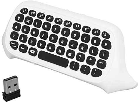 Sxhlseller Game Controller Keyboard, for Series X Series S One One S Gamepad, 2.4Ghz Wireless Chatpad Keypad, with 3.5mm Audio and Headset Jack(White)