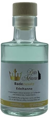 Dufte Momente Badezusatz Edeltanne 100ml - hochwertiges Badeöl in attraktiver Glasflasche mit Korkmündung