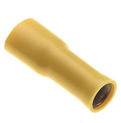 Female Push On Crimp Terminals, Pack Of 100-6.3mm, 20 Amp, 12-10 AWG, Yellow, Nylon Insulated Spade Connectors, Quick Electrical Disconnect Terminal For 4.6mm2 Wires Cables