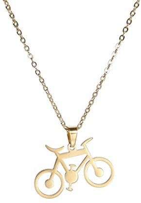 EUEAVAN Fahrrad-Sport-Anhänger-Halskette, Reisen-Charm, Radfahrer, Choker, Schmuck, Geschenke für Radfahrer, Frauen, Mädchen, Teenager, Edelstahl, Kein Edelstein (Gold)