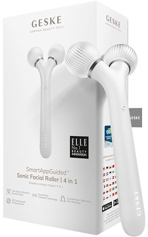 GESKE | SmartAppGuided™ Sonic Facial Roller | 4 in 1 | Gerät für Gesicht | Derma Roller | Professioneller Gesichtsroller | Strafft und definiert die Haut im Gesicht