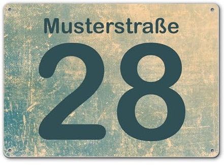 banjado® Hausnummernschild personalisierbar Motiv Patina Grün - Hausschild personalisiert Draußen mit Straßennamen möglich - Hausnummernschild Edelstahl versch. Motive - inkl. Montagematerial