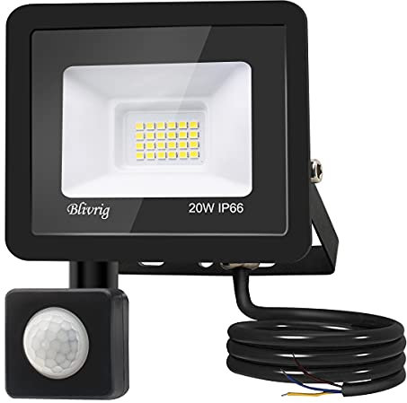 toobettp Projecteur Exterieur Detecteur de Mouvement 20W, Blanc Froid 2000LM Spot LED Extérieur 6500K Projecteur LED Eclairage Exterieur IP66 Imperméable pour Jardin Garage Patio Usines Stades