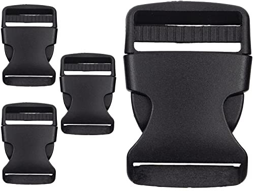 Fibbie a pressione, misura 32 mm, 4 pezzi, in nero, in plastica, cinghie per cinture Fibbia a pressione con chiusura a scatto, fibbia di ricambio, fibbia di riparazione, fibbia per cintura di zaino