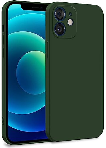 MyGadget Cover per iPhone 12 - Custodia in Silicone Morbido a Doppio Strato – Case con Protezione Fotocamera & Fodera Interna Antigraffio - Verde oliva