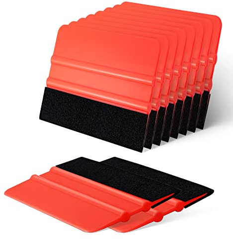 FOSHIO 10Stück Rakel Set Filzrakel mit Filzkante Filzrakel zur Verklebung von Folie Wandtattoo,Fensterfolie Tönungsfolie Rakel für Auto Rot Rakel,10cmx7.5cm