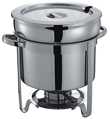 ACiyD Soup Chafing Food Warmer, Stainless Steel Soup Warmer Chafing Dish Buffet Set with Water Pan, Chafing, Frame, Fuel Holder and Lid for Parties(Silver),11L