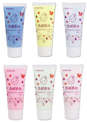 MagiDeal 6Pcs Simulation Whipped Cream Glue Set DIY Phone Case 50ml Soft Clay Decoration Hair Accessories Cream Clay Glues for Hair Bow Jewelry Making, Style C, 10.4cmx4.5cm