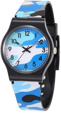 Mikikit 1 Stück Tarnuhr wasserdichte Uhr Uhr Für Kinder Kinderuhren Blaue Kinder-Tarnuhr Aus Kunststoff Coole Kinderuhr Verstellbare Kinderuhr Kleines Und Frisches