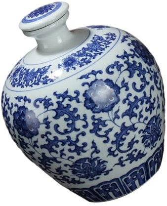 BESTonZON Jarra De Vino De Porcelana Azul y Blanca Bote para Vino Fiestas o Eventos Casuales Material Cerámico Duradero