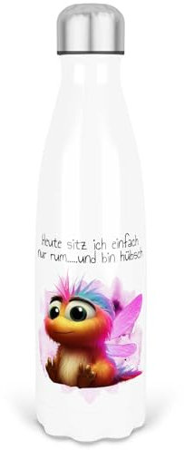 Melifestyle Edelstahl Trinkflasche 500ml Heute sitze ich einfach nur rum und bin hübsch Doppelwandige Vakuumisolierte Thermoskanne. Auslaufsichere Thermosflasche