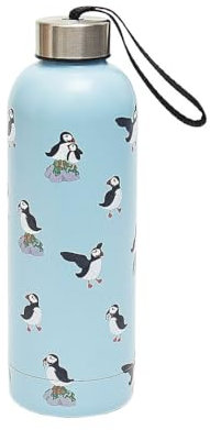 Eco Chic Reusable Thermal Bottle Stainless Steel Leakproof Insulated Water Bottle (Multi Puffin Blue)