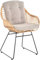 Korb-Sessel Retro-Stil Rattan Club-Sessel 50er Eisen-Gestell Korbstuhl mit Armlehne (Natur mit Kissenset)
