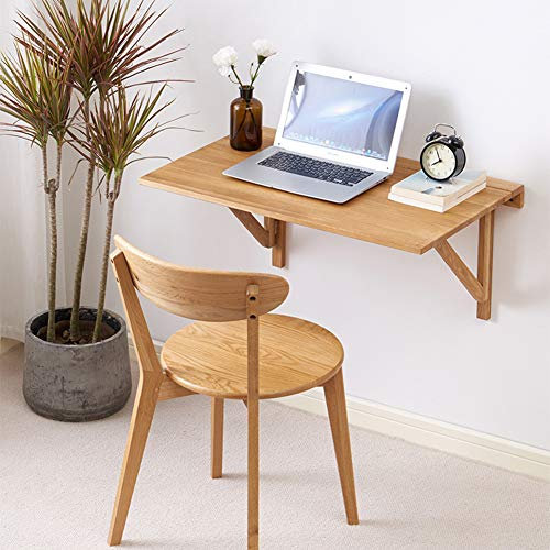 asdchZen 80 × 50 cm Massivholz-Wandtisch-Computertisch, Platzsparende, Klappbare Schwebende Schreibtisch-Werkbank, Für Kleine Räume, Schlafzimmer Oder Balkon