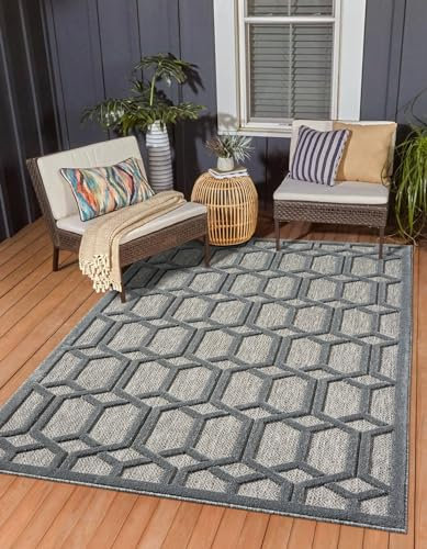 MY-RUG Outdoor Teppich wetterfest 100 x 160 cm, UV beständig & robust für Garten Terrasse, Balkon Küche & Wohnzimmer, kurzflor waschbarer Wohnzimmerteppich, Ross