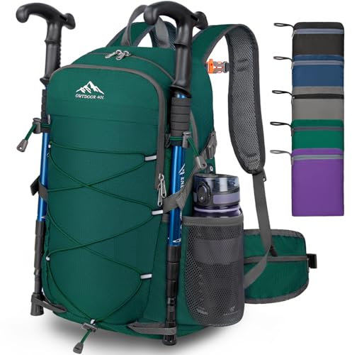 LUROON Zaino Trekking 40 Litri, Zaino Pieghevole Ultraleggero, Impermeabile Zaino Montagna per Uomo Donna, Zaino da Trekking con Scomparti Impermeabili per Campeggio Alpinismo
