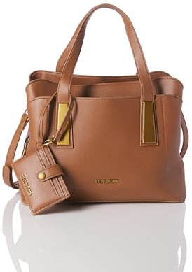 Steve Madden Damen Top Handle Satchel with Card Case BGRAMMER Umhängetasche mit Tragegriff Oben und Kartenetui, Nutshell