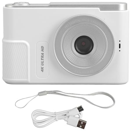 4K Digitalkamera für Fotografie, 48 MP FHD 16 Fach Digitalzoom Videokamera, Tragbare Kompaktkamera mit 2,4 Zoll Bildschirm, Vlogging Kamera mit CMOS Mobile Anti Shake für