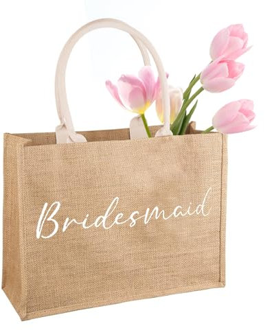 SwirlColor borsa, Minimalista e affidabile borsa juta le borse da sposa per la doccia nuziale del giorno di nozze, adatto per la spesa picnic spiaggia vacanze