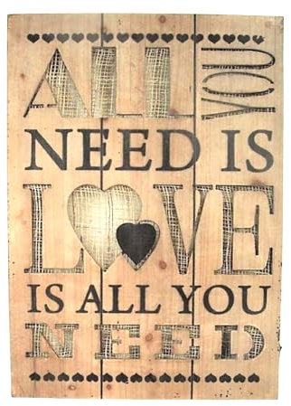 All You Need Is Love Light Up Wooden Plaque Sign, 55 x 39 x 5 cm