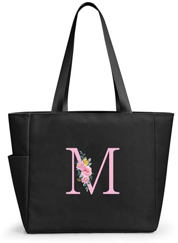 KALIDI Handtasche Damen A-Z Reißverschluss Schultertasche,Personalisierte Initialen Tragetasche Geschenke für Damen,Strand,Reisen,Einkaufen,Schule