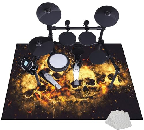 Schlagzeugteppich Elektrisches Schlagzeug Teppich Drum Teppich Professionelles rechteckiges Schallschutz Trommelmatte Music Carpet Innen und Außen Trommelteppich für Studio Wohnung 120 x 100 cm