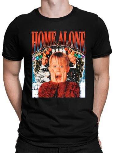 Kevin Home Alone allein Zuhause- Weihnachten Herren T-Shirt, Schwarz, L