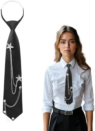Kinretixia Schwarze Krawatten für Damen, lange Krawatte, JK-Uniform-Krawatte, schmale Krawatte, verstellbare Krawatte für Mädchen, für Abschlussfeiern, Business
