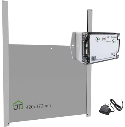 JOSTechnik - HK-Compact mit 420x370 extra breiter Hühnerklappe; Hühnerklappe mit Lichtsensor 12V; automatische Hühnertür; Dämmerungsgesteuert - gemäß Zertifizierungsrichtlinien