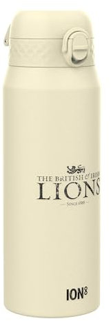 British & Irish Lions Rugby x ION8 Sports Thermal Water Bottle with Removable Straw, 750ml/24oz, Leak-Proof Vacuum Insulated Drinking Bottle, Crest Design