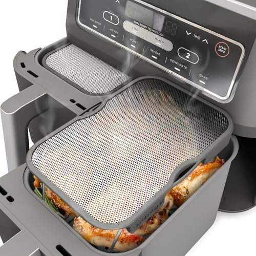 2x ZauberFry Universeller Spritzschutz mit abnehmbaren Füßen, effektiver Fettspritzschutz, kompatibel mit Ninja AF300EU, SL300EU, AF500EU, SL400EU und vielen weiteren Heißluftfritteusen, Zubehör