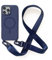 Leather Armor Handykette Hülle für iPhone 16 Pro Max(6.7) mit Band Halsband Lanyard (abnehmbar) Handyhülle, Verstellbarer Lanyard.Magnetisch Stoßfest Silikonhülle Wireless Charging kompatibel .-Blau