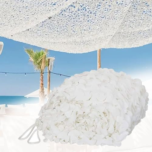 Filet Camouflage Militaire, Filet de Camouflage Renforcé, 3x7m Filet D'ombrage Blanc, pour Chasse Décoration Protection Solaire Anti-UV