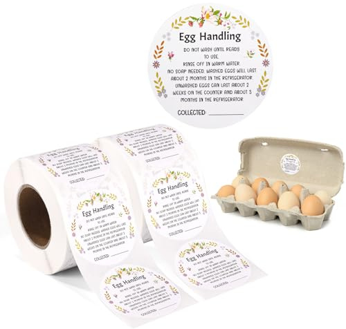 Tinoaly 1000pcs Farm Fresh Eggs Stickers, 2in Self-Adhesive Unwashed Egg Labels with Collection Date Markets Food Stickers for Chicken Quail Farm Farmers Packaging Supplies