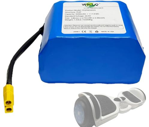 WILLQ Batteria agli ioni di Litio 7S2P 29,4 V 4 Ah Ricaricabile per Hoverboard, batterie per Scooter autobilancianti 24 V 4000 mAh 117,6 Wh con Spina XT60