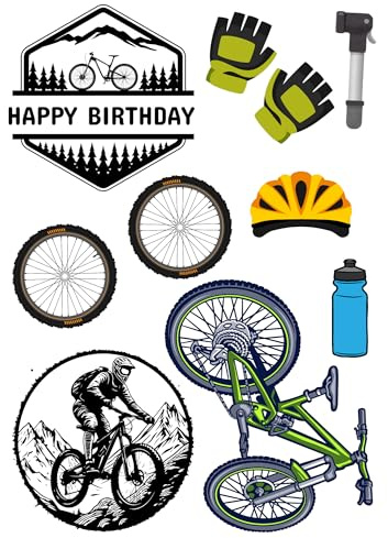 Edible print A4 mountain bike theme Cake topper set cake decorations wafer Card NOT-PRECUT - Birthday - Retirement