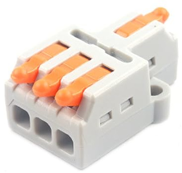 JOYELEC 1IN-3OUT Electrical Wire Connectors,16PCS D1-3 Quick Crimp Wire Terminal Block 0.08-2.5(4.0) mm²,250V,32A，1 Conductor Lever Nut Compact Splice Connector for DIY Splicing