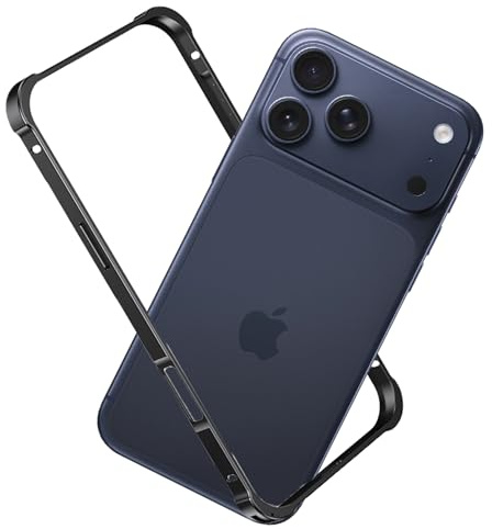 for iPhone 17 Pro Max Bumper Case Metal - No Back Design Compatible with MagSafe Aluminum Backless Edge Frame Fast Heat Dissipation Shockproof Slim Thin Protection Case for iPhone 17 Pro Max (Black)