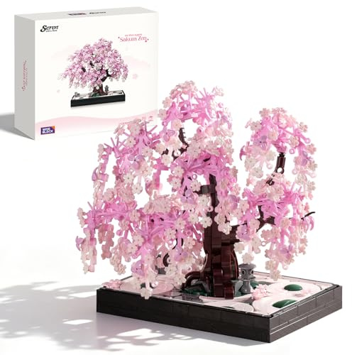 Wise Block Cherry Blossom Bonsai Tree Building Set for Adults, 900 PCS | Sakura Zen Building Block Set, Botanical Collection, Artificial Bonsai Plant, Home & Office Desk Decor