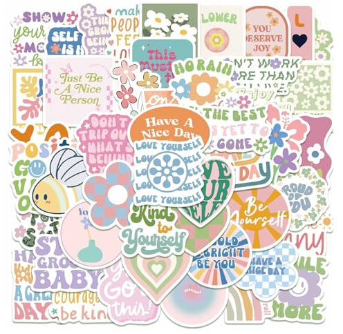 Nymora 100pcs Danish Style Motivational Stickers Pack - Waterproof Vinyl Decals for Journal, Scrapbook, Water Bottles, Laptop - Inspirational Quotes for Girls Women Kids