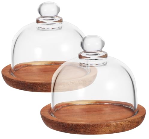 Yardwe 2Pcs Cake Stand with Lid Glass Cake Stand with Dome Display Butter Dish with Lid Food Foretaste Plate for Cakes Cookies Pastries and Fruit Home or Party Use