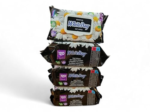 Soft, Thick and resistant hygienic wet wipes for skin 4 x 120 Pack, Chamomile Scent Cleans softens and moisturizes the skin, alcohol and parben free