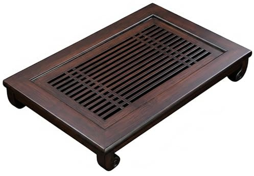 Plateau à thé Plateau à thé Gongfu en Bambou - Noyer Chinois avec Panneau Amovible de Drainage de tiroir