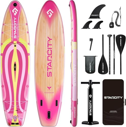 COIL SUP-Board - Aufblasbares SUP Board Set – Stand Up Komplettset - Set - wasserdichte Handytasche - Stabil - Leicht - mit Paddel - mit Pumpe - Zubehör (Rosa, 351x86x15cm)