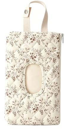 Floruvia 1 Custodia Trapuntata per salviette umidificate, Porta salviette umidificate per Bambini da Appendere, Custodia Portatile per salviette per Passeggino Auto Viaggio (Motivo Floreale)