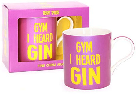 Yasirona Gym I Heard Gin Large Coffee Tea Mug Purple Fine China Gift Box Microwave Safe
