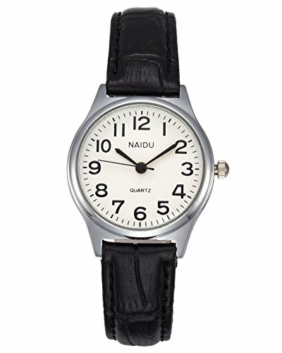 JSDDE Uhren Damen Einfache Stil Armbanduhr Quarzuhr Bambusknoten Lederarmband Uhr Arabische Ziffern Analoge Uhr Quarzuhr Kleideruhr für Frauen Mädchen (schwarz)