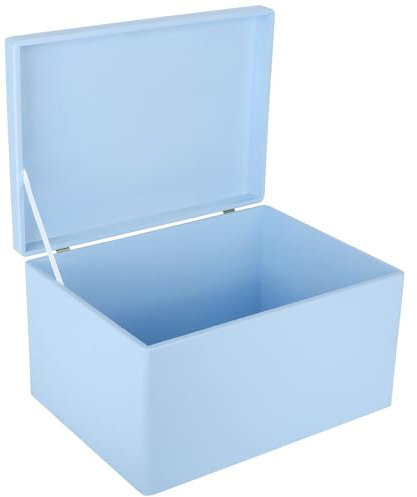 Creative Deco XXL Blau Große Holzkiste mit Deckel | 40x30x24 cm (+/-1cm) | Holztruhe Erinnerungsbox Baby Holzbox mit Deckel Kasten | Für Dokumente, Spielzeuge, Werkzeuge | ROH, UNGESCHLIFFEN