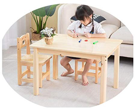 HHXD Kinderschreibtisch und Stuhlset Holz/Mit Rückenlehnenstuhl Lächeln Stuhl/Vorschule Kindergarten Kinderzimmer/Als zeigen / 1tabel + 2chairs