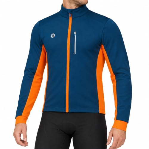 Przewalski Fahrradjacke Herren Winter Softshell Winddicht Reflektierend | Fleece-Innenfutter, wasserabweisend, atmungsaktiv, 2 Rückentaschen, Brusttasche, Softshell Windbreaker, Rad Laufen